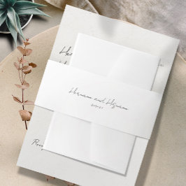 Cintas Para Invitaciones Elegante moderno nombre Minimalista Boda de fecha