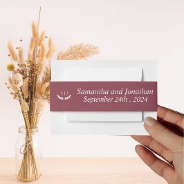 Cintas Para Invitaciones Elegante Monograma Boda de tono rojo oscuro de joy