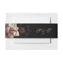 Elegante Monograma Boda floral de medianoche