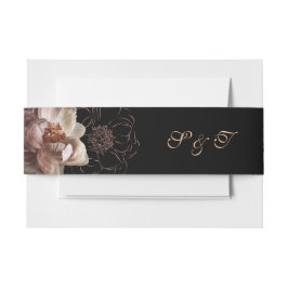 Cintas Para Invitaciones Elegante Monograma Boda floral de medianoche