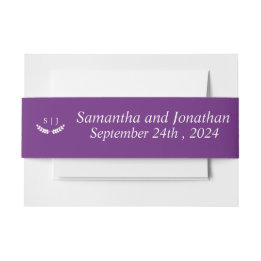 Cintas Para Invitaciones Elegante Monograma Bodas de tono de joya púrpura