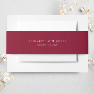 Cintas Para Invitaciones Elegante Monograma Borgoña Boda Rojo