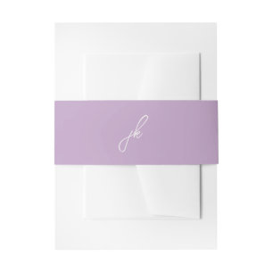 Cintas Para Invitaciones Elegante Monograma de Bodas en Letra Script Lila