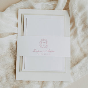Cintas Para Invitaciones Elegante Monograma de Cresta de Chinoiserie de Ros