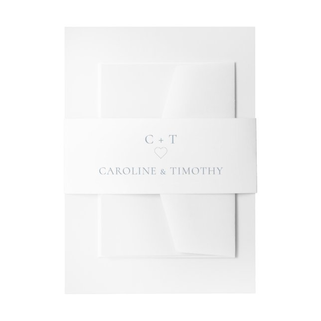 Cintas Para Invitaciones Elegante Monograma Dusty Blue Boda (Anverso Ejemplo)