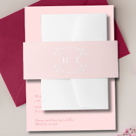 Cintas Para Invitaciones Elegante Monograma Escudo Boda rosa rubor