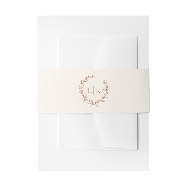 Cintas Para Invitaciones Elegante Monograma Escudo Terracotta Boda (Anverso Ejemplo)