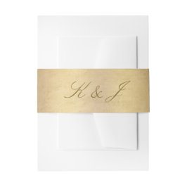 Cintas Para Invitaciones Elegante Monograma Gold Script Boda de oro brillan