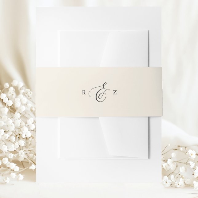 Cintas Para Invitaciones Elegante Monograma Simple Boda Crema de Marfil (Subido por el creador)