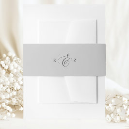 Cintas Para Invitaciones Elegante Monograma Simple Gris Suave de Boda