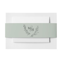 Cintas Para Invitaciones Elegante Monograma Wreath Sage
