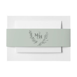 Cintas Para Invitaciones Elegante Monograma Wreath Sage