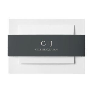 Cintas Para Invitaciones Elegante Monogramado Casi Boda Negro