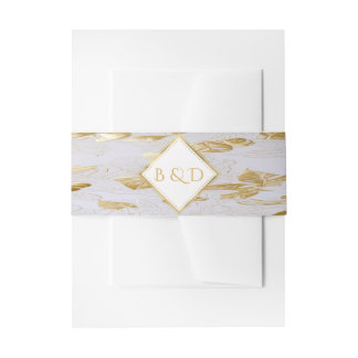 Cintas Para Invitaciones Elegante Monogramado Monstera Gilded Gold Boda