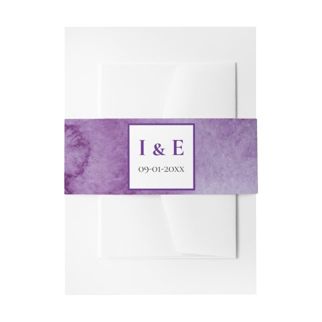 Cintas Para Invitaciones Elegante Morado Acuarela Wash Wedding Invitación (Anverso Ejemplo)