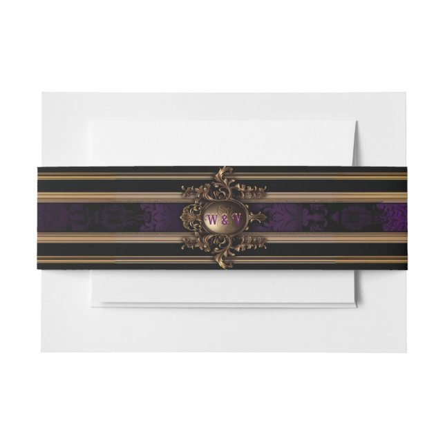 Cintas Para Invitaciones Elegante morado gótico y oro (Anverso Ejemplo)