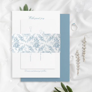 Cintas Para Invitaciones Elegante mosaico floral azul y blanco