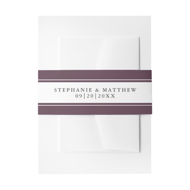 Cintas Para Invitaciones Elegante Novia Groom Nombres Fecha Moda Boda Púrpu (Anverso Ejemplo)