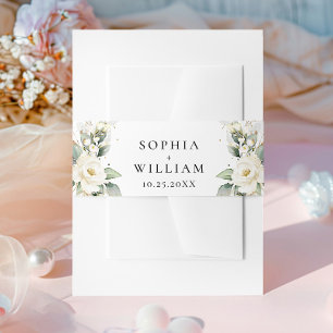 Cintas Para Invitaciones Elegante Pastel Boda Eucalipto de rosas blancas
