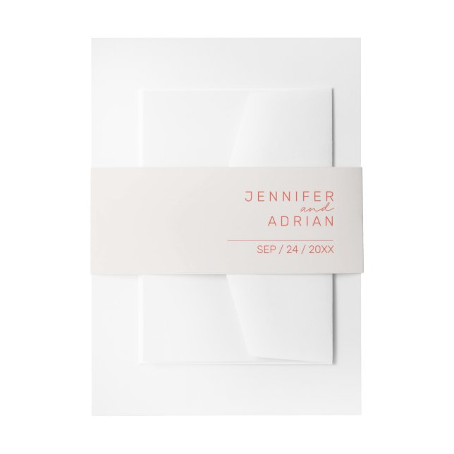 Cintas Para Invitaciones Elegante Pastel Mínimo Blanco y Rojo Moderno (Anverso Ejemplo)