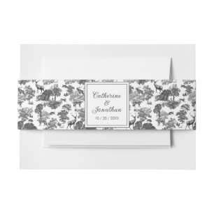 Cintas Para Invitaciones Elegante patrón de ciervo de tela blanca vintage