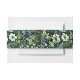 Cintas Para Invitaciones Elegante patrón de flores salvajes victorianas azu