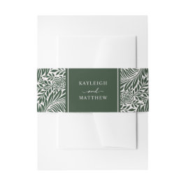 Cintas Para Invitaciones Elegante patrón floral vintage | Boda verde