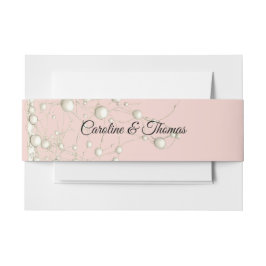Cintas Para Invitaciones Elegante Pearl Gold Script Boda Perlas románticas