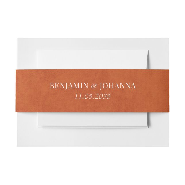 Cintas Para Invitaciones Elegante Personalizado Boda Naranja quemado (Anverso Ejemplo)
