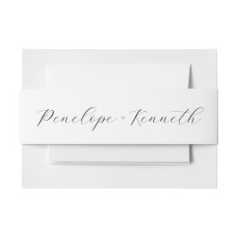 Cintas Para Invitaciones Elegante Personalizado de caligrafía Boda blanco
