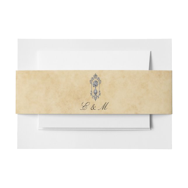 Cintas Para Invitaciones Elegante Personalizado de pergamino de época Monog (Anverso Ejemplo)