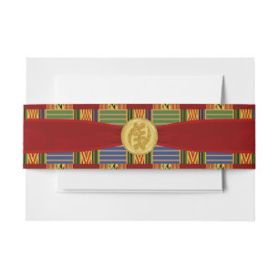 Cintas Para Invitaciones Elegante Plaid Kente Wedding Invitación Belly Band
