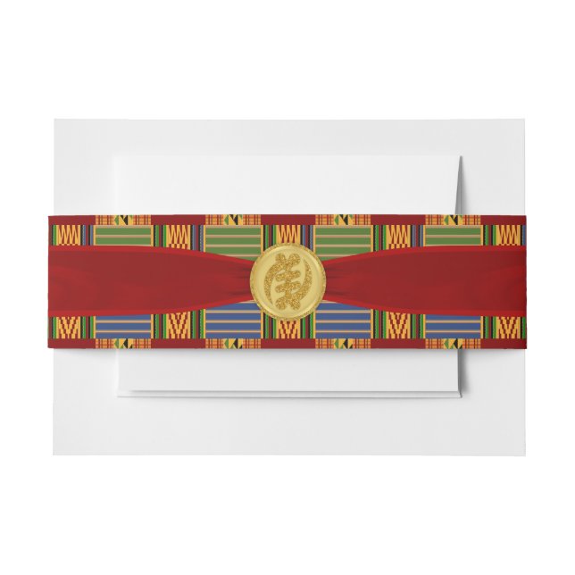 Cintas Para Invitaciones Elegante Plaid Kente Wedding Invitación Belly Band (Anverso Ejemplo)