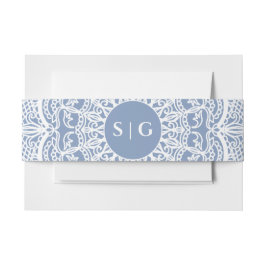 Cintas Para Invitaciones Elegante polvoriento azul encaje mandala clásico