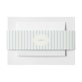 Cintas Para Invitaciones Elegante Preppy Francés Rayas Azules Monograma
