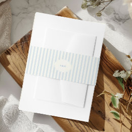 Cintas Para Invitaciones Elegante Preppy Francés Rayas Azules Monograma