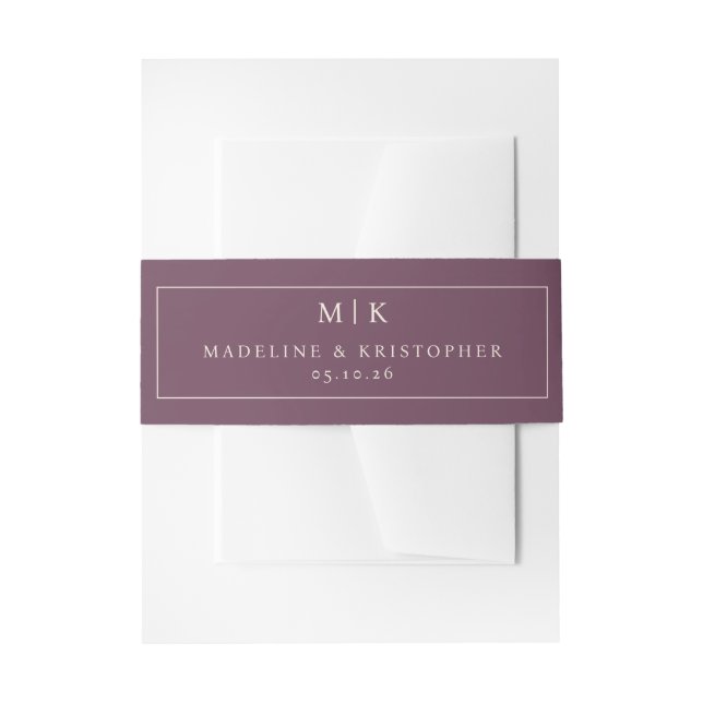 Cintas Para Invitaciones Elegante Rectángulo Minimalista Granate (Anverso Ejemplo)
