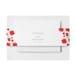 Cintas Para Invitaciones Elegante Red Watercolor Poppy Floral Boda