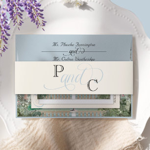 Cintas Para Invitaciones Elegante Regencia Wisteria Boda Monograma Floral