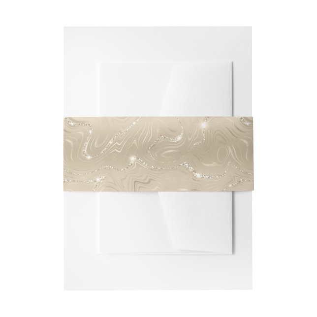 Cintas Para Invitaciones Elegante Relieve metalizado Sandy Gold Faux (Anverso Ejemplo)