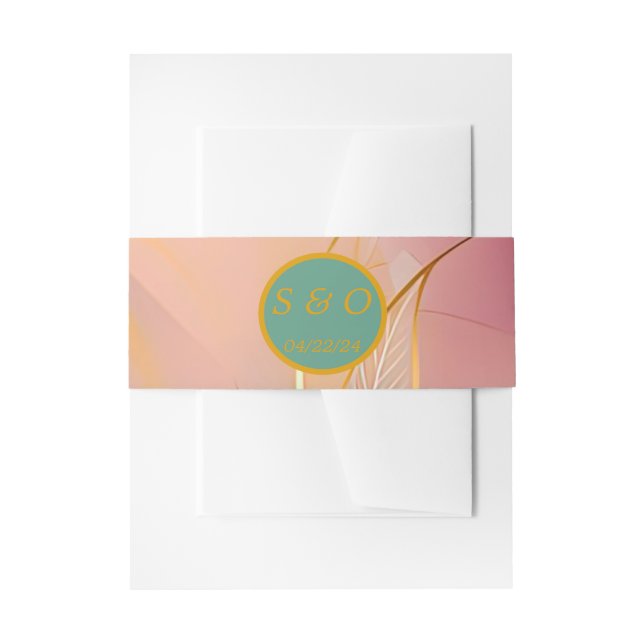 Cintas Para Invitaciones Elegante Resumen Pastel Rosa y Boda de Pescado (Anverso Ejemplo)