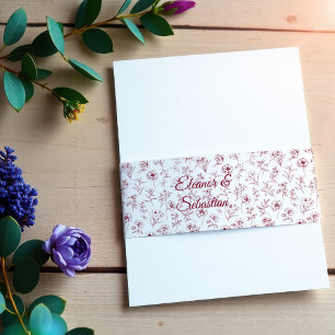 Cintas Para Invitaciones Elegante Romance de época Borgoña Boda Floral