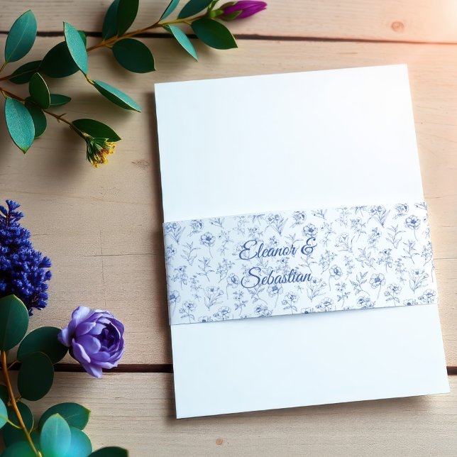 Cintas Para Invitaciones Elegante Romance de época Dusty Blue Floral Boda (Subido por el creador)