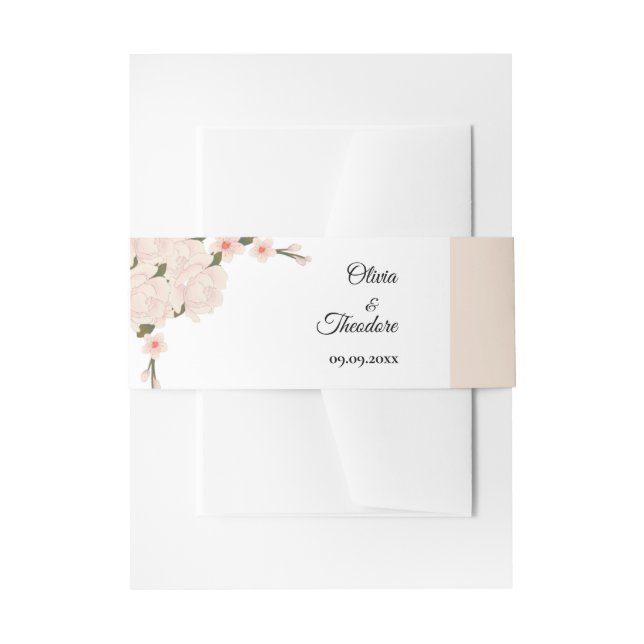 Cintas Para Invitaciones Elegante Romántico Rubor Floral Rosa (Anverso Ejemplo)