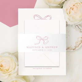 Cintas Para Invitaciones Elegante Rosa Boda de Bow Rosado