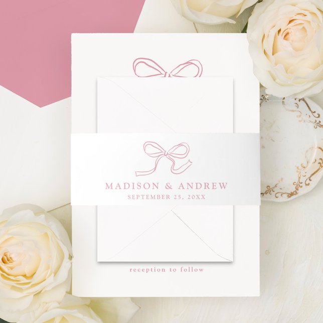 Cintas Para Invitaciones Elegante Rosa Boda de Bow Rosado (Subido por el creador)