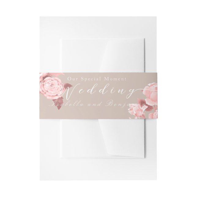 Cintas Para Invitaciones Elegante Rosa de Moda Boda (Anverso Ejemplo)