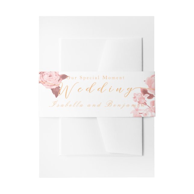Cintas Para Invitaciones Elegante Rosa de Moda Boda (Anverso Ejemplo)