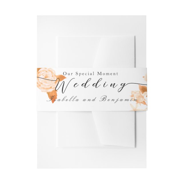 Cintas Para Invitaciones Elegante Rosa de oro Boda negro (Anverso Ejemplo)