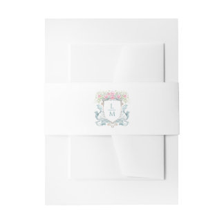 Cintas Para Invitaciones Elegante Rosa Escudo Monograma Invitación